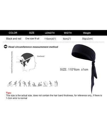 Yizhet 2 Piece Sports Headband for Men & Women | Moisture-Wicking Tennis Running & Yoga Headbands - Black & Red - Buy Online on GoSupps.com
