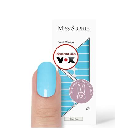Original Miss Sophie Nail Foils the Blues I 24 Ultra-D nne Nail polish stripes single-color Bright Blue I For finger & toenails I sticks to natural and lacquered acrylic gel & shellac nails
