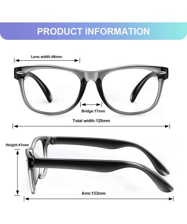 Kids Blue Light Glasses 3 Pack for Ages 3-10 - Anti Glare UV Protection for Computer, Gaming, TV - Grey Black, Transparent, Blue - Buy Online on GoSupps.com