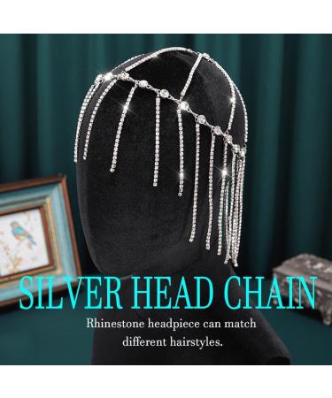 Kilshye Rhinestone Head Chain Silver Sparkly Crystal Headpiece Prom Costume Headband for Women - Buy Online on GoSupps.com