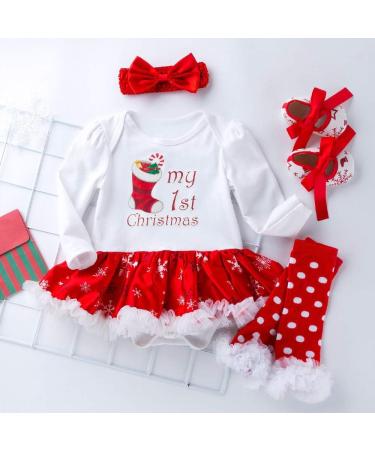 Winmany Baby Girls Christmas Romper Tutu Dress Set 0-3 Months with Headband, Leg Warmers, & Shoes - Buy Online on GoSupps.com