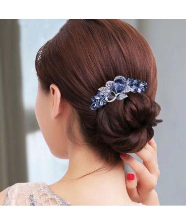 Bridal Tulip Crystal Rhinestone Hair Combs - Purple Sparkly Glitter Metal Hair Accessories - Buy Online on GoSupps.com