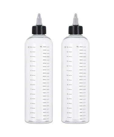 sdoot Applicator Bottle for Hair, Plastic Hair Dye Bottle Applicator 2 Packs, Hair Applicator Bottle with Scale, 16.9oz Oil Bottles for Hair with Twist Top Cap, Clear Clear-grey cap