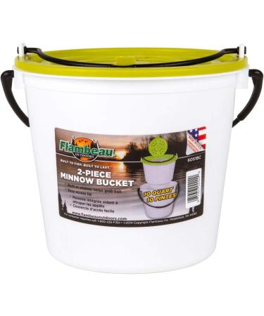 Flambeau Outdoors 6051BC 2-Piece 10 Qt. Minnow Bucket - Lime Green/White Live Bait Fishing Storage - Buy Online on GoSupps.com