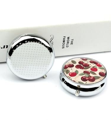 Cherry Pattern Travel Pill Box - 3 Compartment Portable Pill Organizer for Handbag & Pocket - Buy Online on GoSupps.com