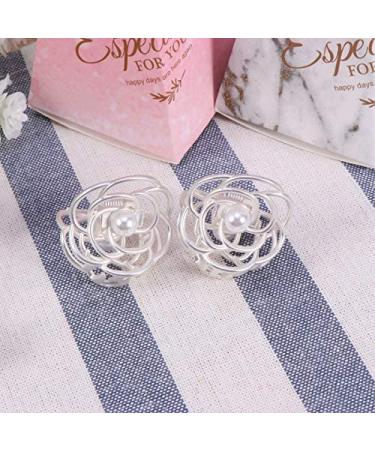 Lurrose 2pcs Pearls Hair Claw Clip - Small Metal Stylish Hair Barrettes for Women (Silver) - Buy Online on GoSupps.com
