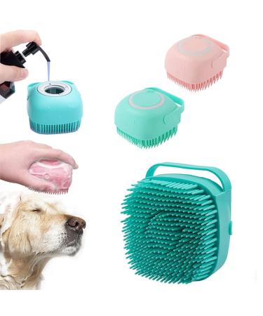 Soft Silicone Dog Bath Brush Scrubber Set for Short & Long Haired Pets - Blue+Pink - Buy Online on GoSupps.com