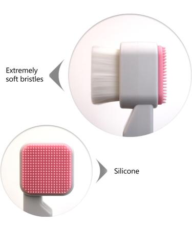 Double Sided Face Brush | Soft Ergonomic Long Handle Exfoliator | Reduce Excess Oil & Improve Skin Health - Buy Online on GoSupps.com