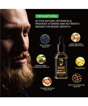 YOOBEAUL Beard Growth Oil - Promote Fast & Full Beard Growth - Natural Plant Extracts - 1 Fl Oz - Buy Online on GoSupps.com