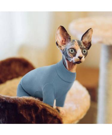 Hjyokuso Sphynx Cat Clothing | Breathable Soft Sweater & Cat Shirt for Sphynx Cornish Rex Devon Rex Peterbald - XS Blue - Buy Online on GoSupps.com