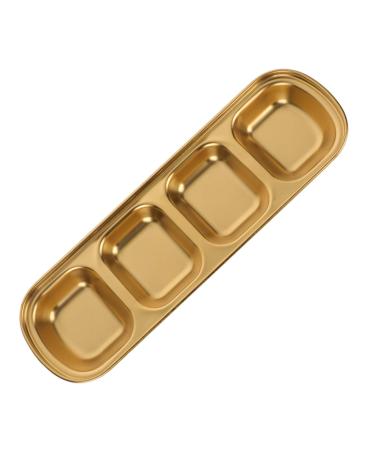 Sauce Dipping Saucer Sauce Dipping Bowls Four Grid 304 Stainless Steel Durable Seasoning Plate Appetizer Plates Serving Dish Household Fruit Snack Plate Condiments Server Dishes Soy Sauce Bowl