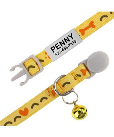 Tagme Personalized Cat Collar - Adjustable Safety Neck Band with Name & Phone 2-Pack Yellow (18-28 cm) - Perfect for Cats - Buy Online on GoSupps.com
