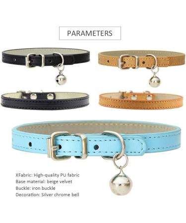 XFENTECH 3-Piece Cat Collar Set - Durable PU Neck Bands with Metal Buckle & Bell - Khaki Brown Black - Buy Online on GoSupps.com