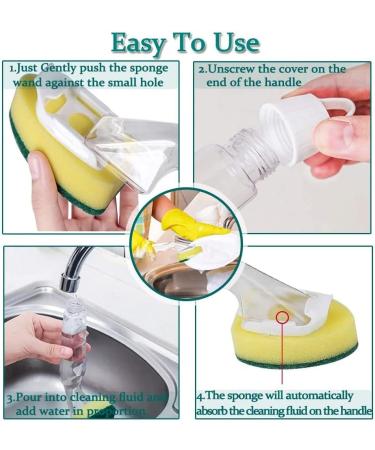 Fattoz 1 Dish Wand 7 Refill Replacement Sponge Heads Wand Clean Scrub Sponges for Kitchen Sink Bathroom Utensils - Buy Online on GoSupps.com