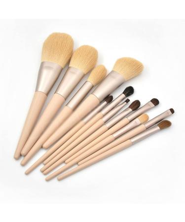 12-Piece Wooden Handle Makeup Brush Set - Premium Powder Shadow & Eyebrow Tools for Flawless Beauty - Buy Online on GoSupps.com