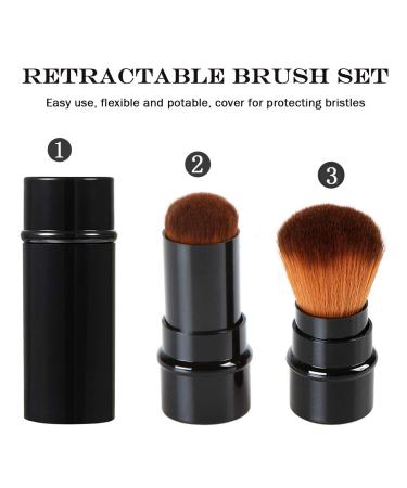 JewelryWe 3-Piece Retractable Kabuki Brush Set - Soft Synthetic Hair Makeup Brushes for Powder Products - Buy Online on GoSupps.com