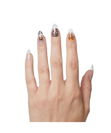 Buy KISS Voguish Fantasy Halloween Nails - Black Almond Shape 28 Fake Nails Pink Gel Nail Glue Mini File & Manicure Stick | International Shipping Available - Buy Online on GoSupps.com