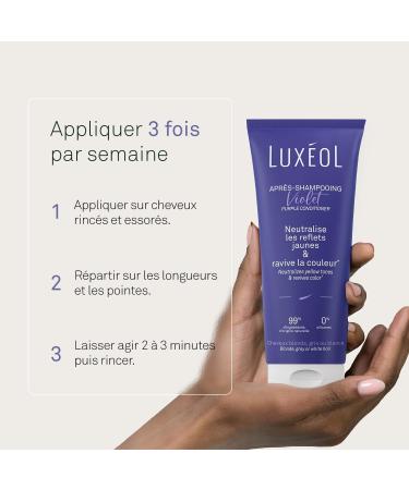 LUXEOL - Apr s-Shampooing Violet - Neutralise Les Reflets Jaunes & Corrige Les Reflets Cuivr s* - Ravive la Couleur* - Contient Un Pigment Violet Correcteur - Fabriqu en France - 200 ml - Buy Online on GoSupps.com