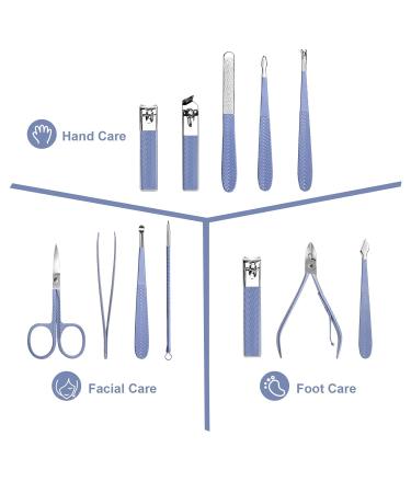 12-Part Stainless Steel Manicure Set for Men & Women - Professional Nail Care & Pedicure Kit - Perfect for Travel - Duaiu Blue - Buy Online on GoSupps.com