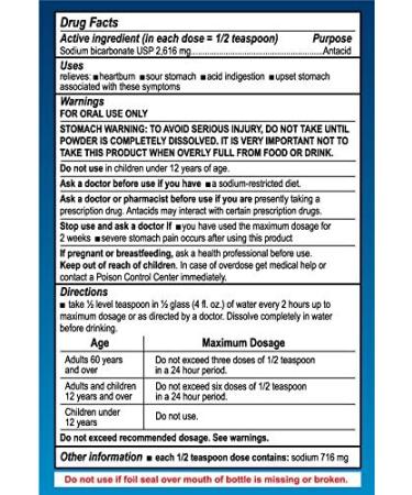 De La Cruz Pure Sodium Bicarbonate - 4 oz | 100% Pure Baking Soda Aluminum Free | USP Grade Antacid Powder for Heartburn & Indigestion - Buy Online on GoSupps.com