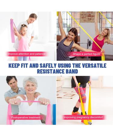 Resistance Bands Set for Physical Therapy & Strength Training - Elastic Bands for Yoga, Pilates & Stretching - 4.9ft, with Different Strengths - Blue/Yellow/Pink - Buy Online on GoSupps.com