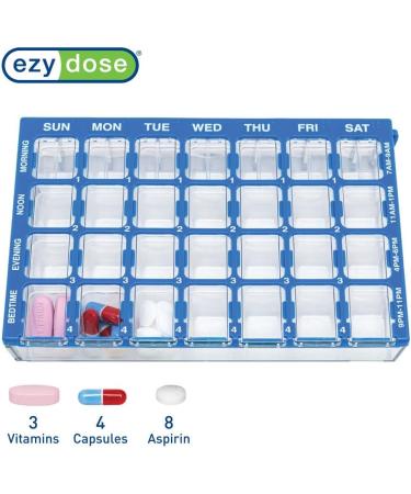 Buy EZY DOSE 2 Pack Weekly Pill Organizer - 7-Day Medicine & Vitamin Case Clear Lids 4 Daily Compartments - Ships Internationally - Buy Online on GoSupps.com