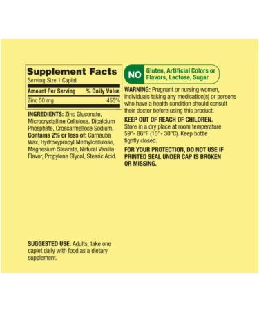Spring Valley Zinc 50mg Dietary Supplement 200 Caplets + STS Home Sticker - Buy Online on GoSupps.com
