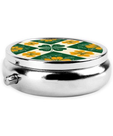 Symmetrical Floral Pattern Portable Metal Pill Box - Round Mini 3-Compartment Design for Small Pills Travel Essential - Black - Buy Online on GoSupps.com