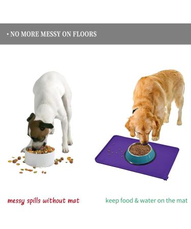 Reopet Silicone Pet Feed Mats - Waterproof Dog & Cat Mats with Elevated Edges 87x57 cm (1-Pack) Purple - Ideal for Mess-Free Feeding - Buy Online on GoSupps.com