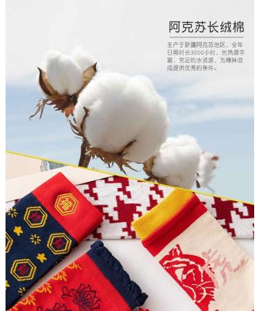 Chinese New Year Zodiac Embroidered Red Socks - 5 Pairs (Size 34-39) - Comfortable & Breathable Cotton Socks for Women - Buy Online on GoSupps.com