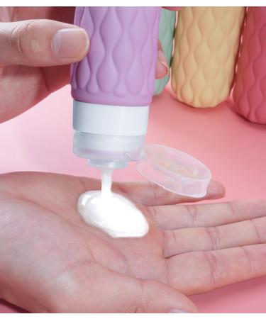 4 Pack Travel Bottles for Toiletries with Labels 100ML Silicone Travel Bottles Set with Clear Zipper Toiletry Bag Leakproof Refillable Squeeze Travel Size Containers for Shampoo Conditioner Pink/Green/Yellow/Purple - Buy Online on GoSupps.com