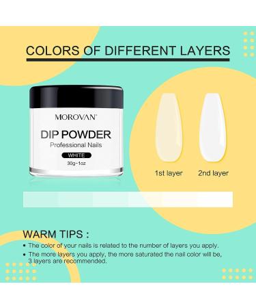 Morovan White Dip Powder - Odor-Free Dipping System for DIY Nail Art - Long-Lasting 30g/1oz - Buy Online on GoSupps.com