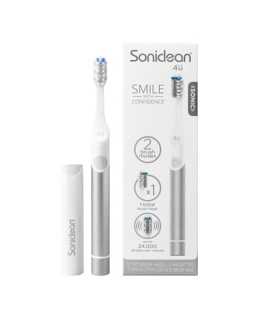 Soniclean 4U Sonic Toothbrush  Oral Care  Electric Toothbrush for Adults  Battery Toothbrush for Adults  Sonic Electric Toothbrush  Electric Toothbrushes with Cover  Silver