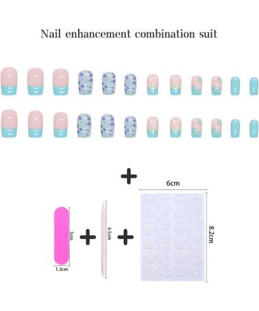 24pcs Blue Butterfly Square Short False Nails - Removable Glue-on Press on Nails for Women and Girls | Nail Art Accessories - Buy Online on GoSupps.com