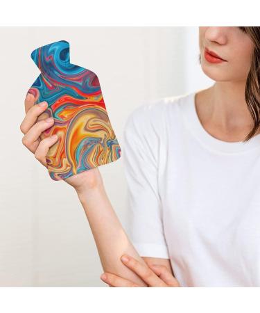 Color Marble Hot Water Bottle with Plush Cover | Hand Warmer for Adults & Children | 26.5x15.3cm | International Shipping Available - Buy Online on GoSupps.com