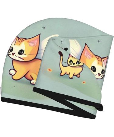 Super Absorbent Kitten Butterfly Dry Hair Cap for Girls Quick Dry Elastic Wrap for Long Thick Hair - Buy Online on GoSupps.com