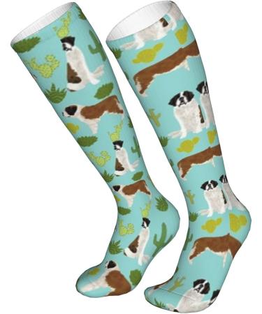 Bernhardiner Dog Pattern Cactus Compression Socks for Men & Women - 15-20 mmHg Circulation Support for Running & Cycling - Buy Online on GoSupps.com
