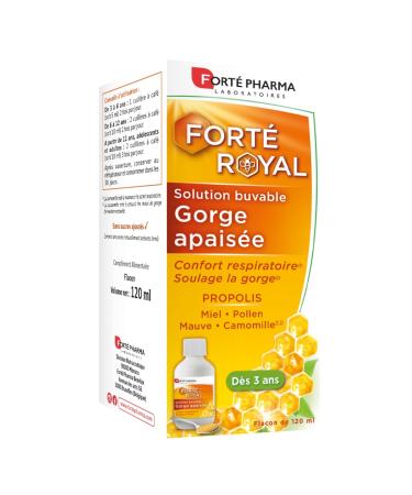 Forté Pharma - Forté Royal Soothing Throat Syrup - Dry and Oily Cough Syrup - Adults and Children from 3 years - Delicious Caramel Taste | Sore Throat - Propolis, Honey | Drinking Syrup 120ml
