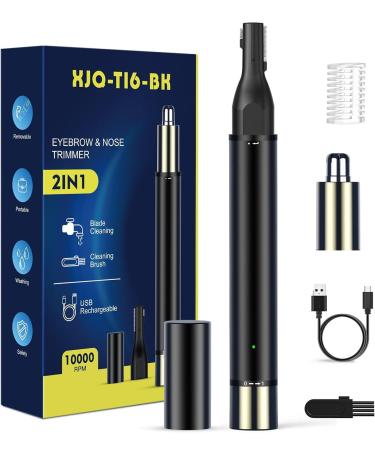 Nose Hair Trimmer for Men Women Eyebrow & Nose Hair Trimmer with Powerful Motor and Dual-Edge Blades for Ear & Beard Easy Cleansing Black