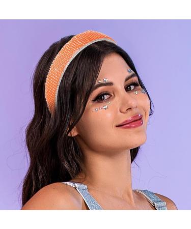 Flayem Rhinestone Rainbow Headband Sparkly Glitter Padded Wide Hair Band Gorgeous Hair Accessories for Women and Girls (Orange) - Buy Online on GoSupps.com