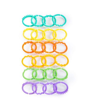 Bright Starts Lots of Links Rings - for Stroller or Carrier Seat - BPA-Free 24 Pcs, Ages 0 Months Plus Accessory Toy