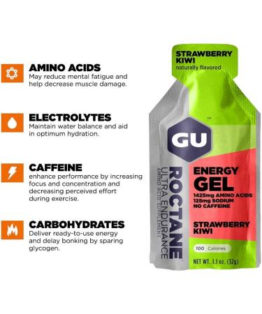 GU ENERGY Roctane Ultra Endurance Energy Gel Strawberry Kiwi 24-Count & Original Sports Nutrition Energy Gel Jet Blackberry 24-Count - Buy Online on GoSupps.com