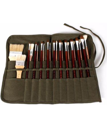 22-Slot Army Green Canvas Paint Brush Holder Roll Up Storage Bag for Acrylic, Watercolor, Oil Brushes - Buy Online on GoSupps.com
