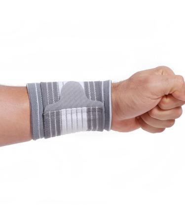Neotech Care Wrist Band - Adjustable Compression Strap - Elastic & Breathable Fabric - Support Sleeve for Tennis Sports Exercise - Men Women Right or Left - Grey Colour (Size M 1 Unit) M 1 - Buy Online on GoSupps.com