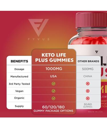 Keto Life Plus Gummies: 3 Pack Apple Cider Vinegar Supplement for Weight Loss - 180 Gummies - Buy Online on GoSupps.com