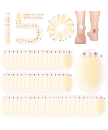 150 Pieces Seal Adhesive Bandages for Heel Blisters Waterproof Blister Pad Hydrocolloid Bandages Guard Gel Blister Cushions Heel Blister Protection Patches for Fingers  Toes  Heel Blister Prevention