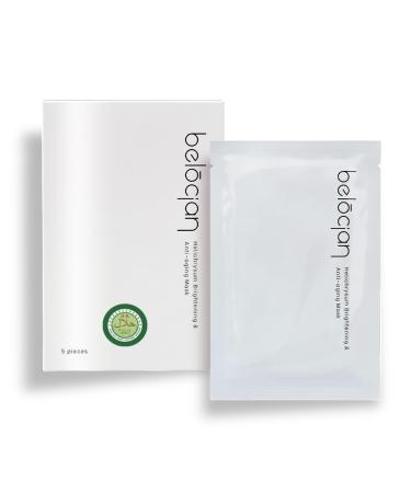 Belocian Helichrysum Brightening & Anti-aging Face Mask - VEOCEL texture box of 5 sheets. Reduce Wrinkles and Fine Lines Suitable for all Skin Types Halal Certified
