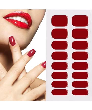 Gel Nail Stickers Cuttable Semi Cured Gel Nail Strips Full Nail Wraps Nail Polish Stickers (UV Lamp Required but Not Included) Dark Red - Buy Online on GoSupps.com