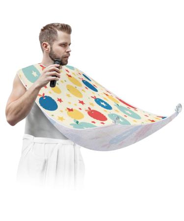 Abstract Fruit Beard Bib Apron Beard Hair Catcher for Men Shaving Fathers Day Anniversary Christmas Gifts for Dad Husband Beard Bib with 2 Suction Cups
