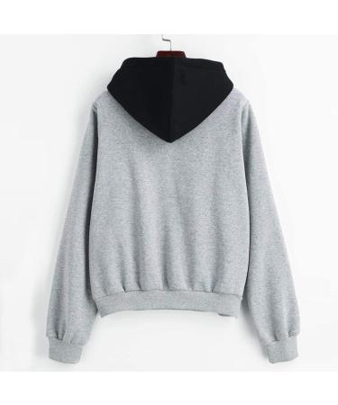 Bigfanshu Womens Tops Casual Long Sleeve Pouch Pocket Pullover Hoodie Top Blouse Gray - Buy Online on GoSupps.com